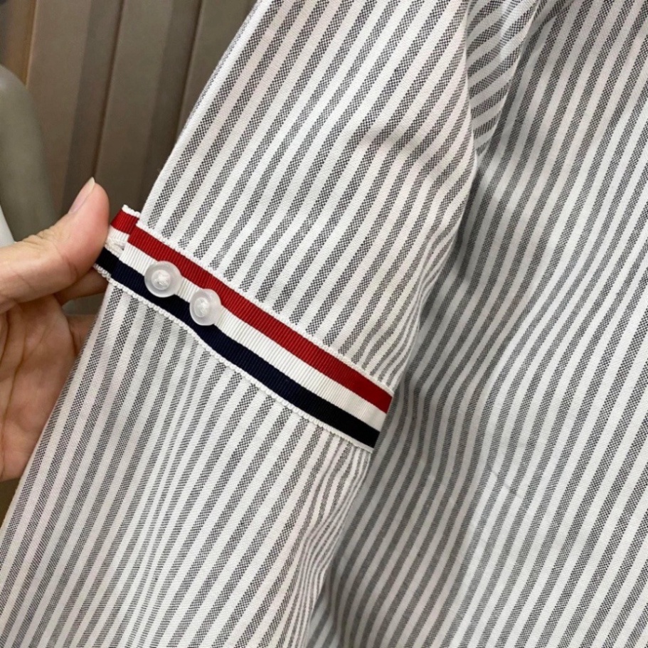 ÁO SƠ MI THOMBROWNE SỌC KẺ TAY , ÁO THUN NAM NỮ UNISEX