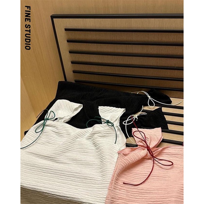 Áo Không Tay Dáng Ngắn Màu Sắc Tương Phản Đơn Giản Phong Cách Hàn Quốc