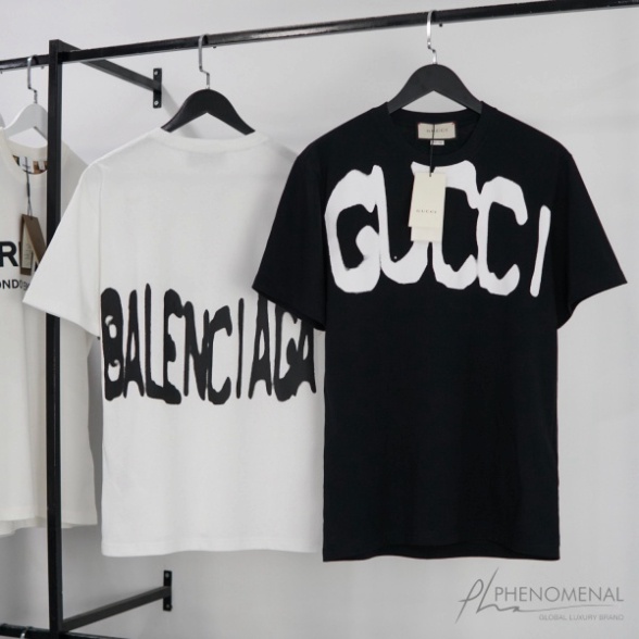 ÁO THUN GUCCI x BALENCIAGA TAN CHẢY , ÁO THUN GC x BALEN CHỮ LOANG NAM NỮ UNISEX