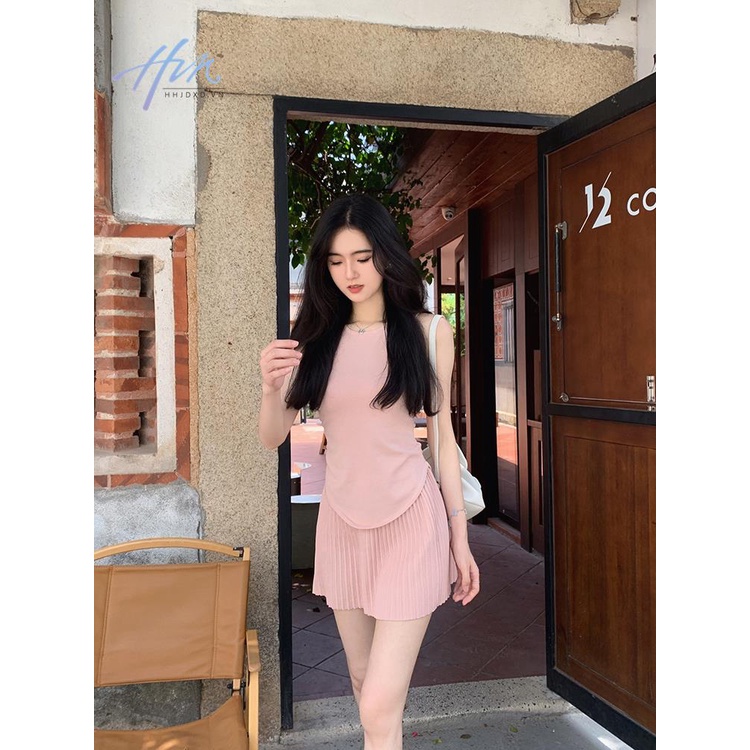 Set Áo Váy Xếp Ly Phong Cách Niche Thiết Kế Mới Mùa Hè 2023