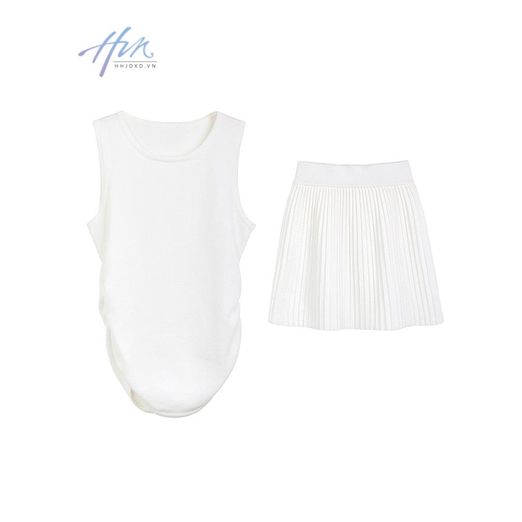 Set Áo Váy Xếp Ly Phong Cách Niche Thiết Kế Mới Mùa Hè 2023