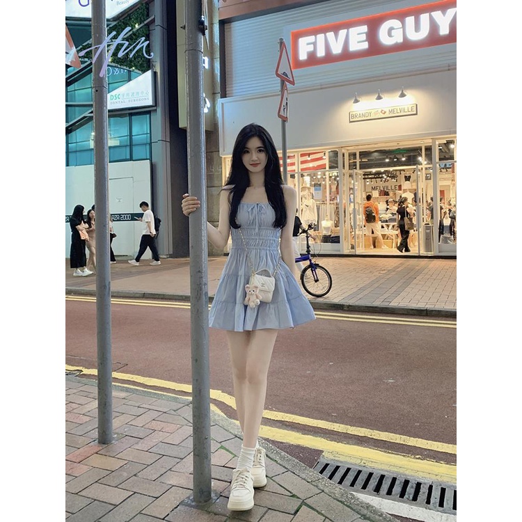 Đầm Mùa Hè 2023 Phong Cách Mới Màu Trắng / Xanh Sữa Cho Bé Gái