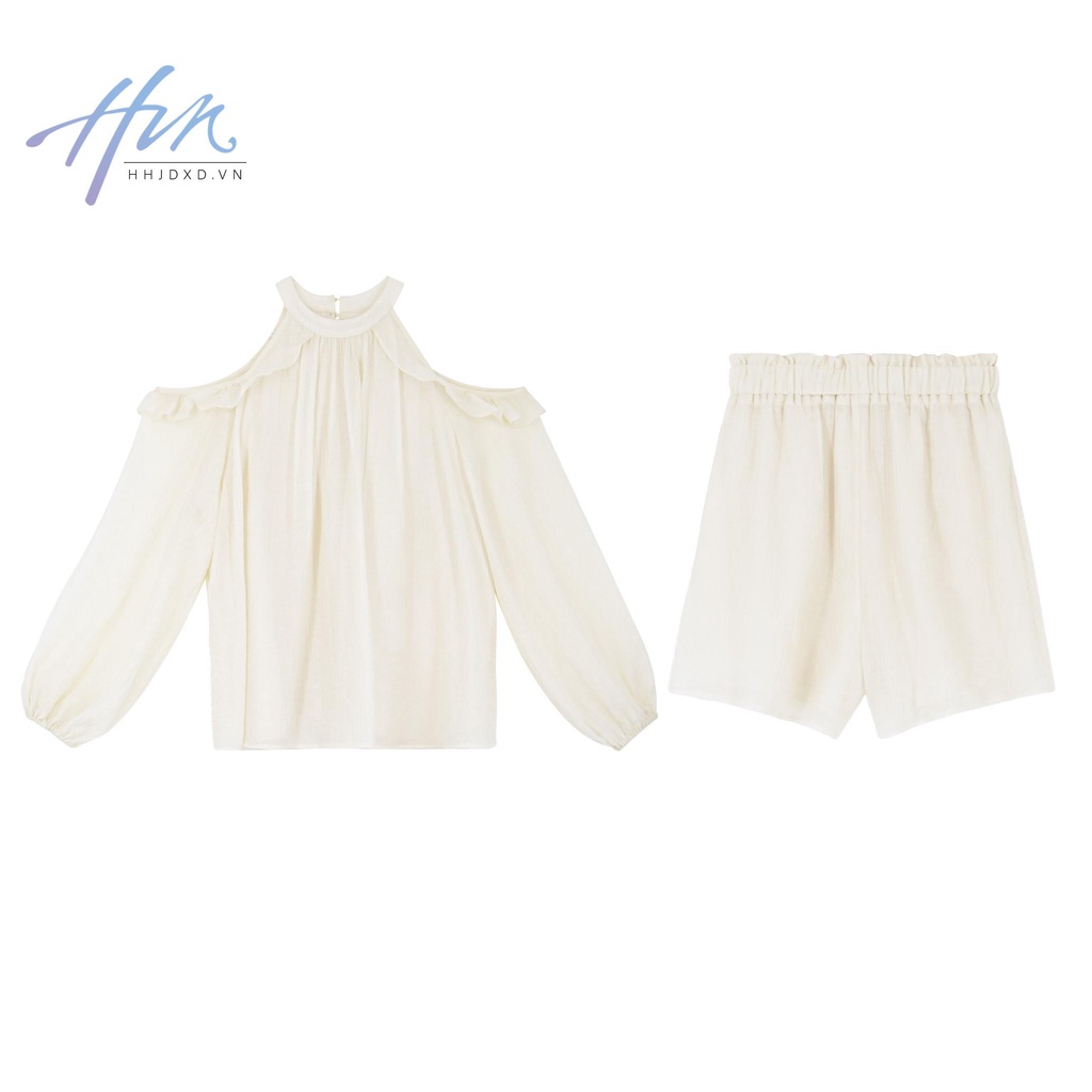 Bộ Áo Cổ Yếm Dáng Rộng Phối Quần Short Thời Trang Mùa Hè 2023 Cho Nữ