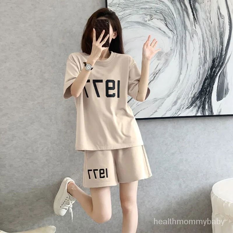 Bộ Cho Con Bú Đi Chơi Cỡ To Thon Gọn Bộ Hai Chiếc Quần Short Ngắn Tay Thể Thao Áo Mặc Trong Cho Con Bú Sau Sinh