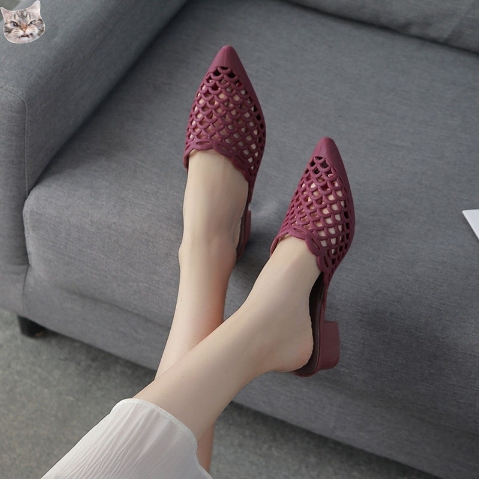 Dép Cao Gót Mũi Nhọn Chống Trượt Thoáng Khí Thời Trang Mùa Hè Dành Cho Nữ