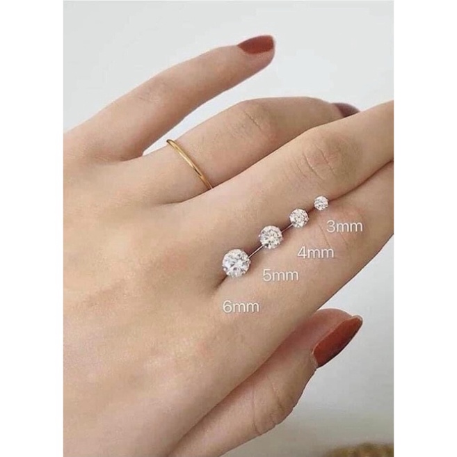 Khuyên tai bạc nữ nụ đá tròn Bông tai bạc 925 nam nữ nhiều size Glisten  | HQ-jewelry68