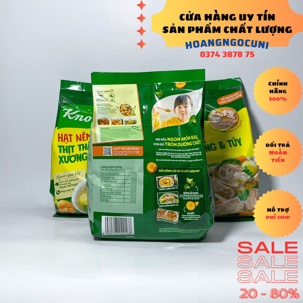 Knorr hạt nêm từ thịt và xương 1.8kg gói lớn big size hatnem