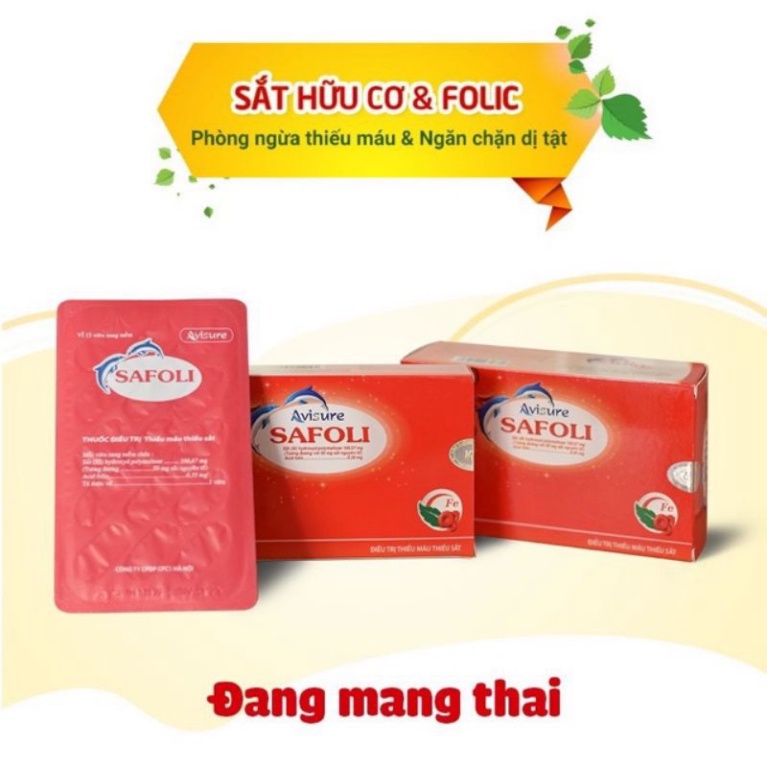 AVISURE SAFOLI - Sắt hữu cơ chuyên biệt cho phụ nữ mang thai và sau sinh hộp 30 viên -date mới