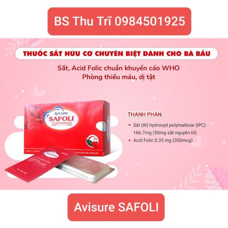 AVISURE SAFOLI - Sắt hữu cơ chuyên biệt cho phụ nữ mang thai và sau sinh hộp 30 viên -date mới