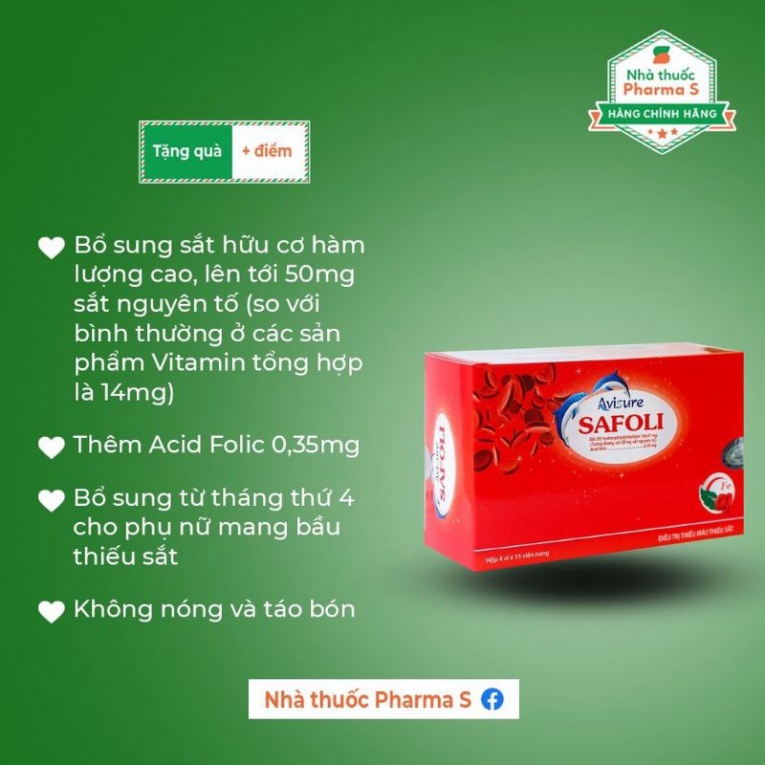 AVISURE SAFOLI - Sắt hữu cơ chuyên biệt cho phụ nữ mang thai và sau sinh hộp 30 viên -date mới