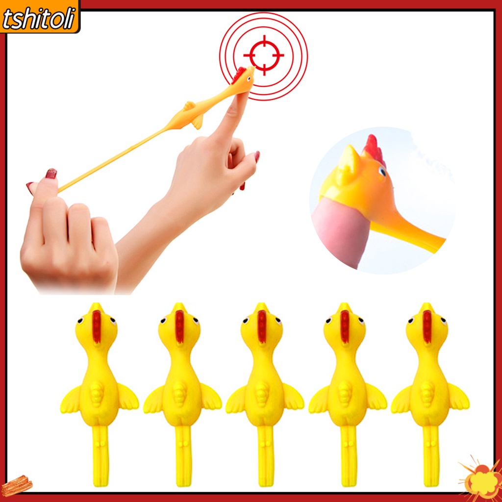 Gà Cao Su La Hét/Bộ 5 Ná Đồ Chơi Hình Chú Gà Vui Nhộn Cho Bé