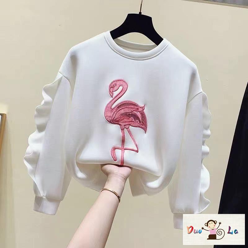 Áo Sweater Dáng Rộng Thêu Họa Tiết Thời Trang Xuân Thu Cho Bé Gái