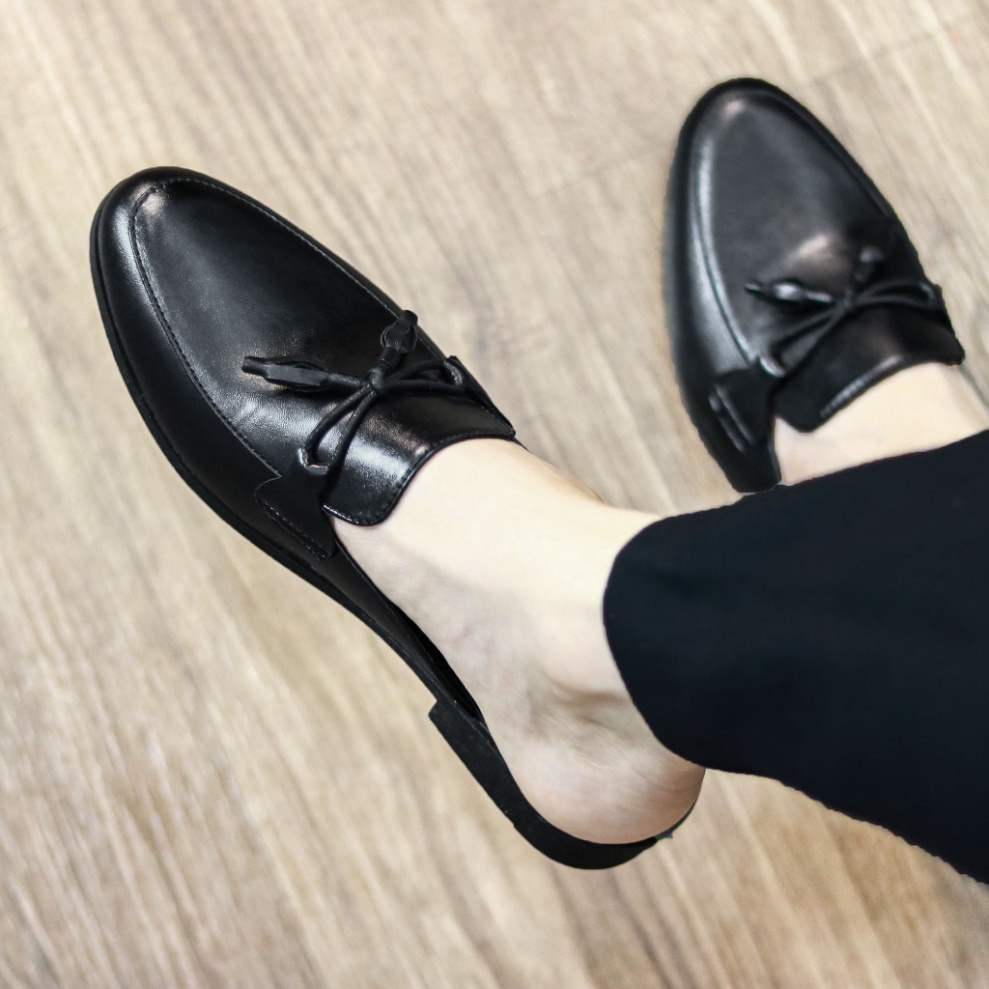 Giày sục da nam đẹp chất nhất có chuông nơ Mã L172