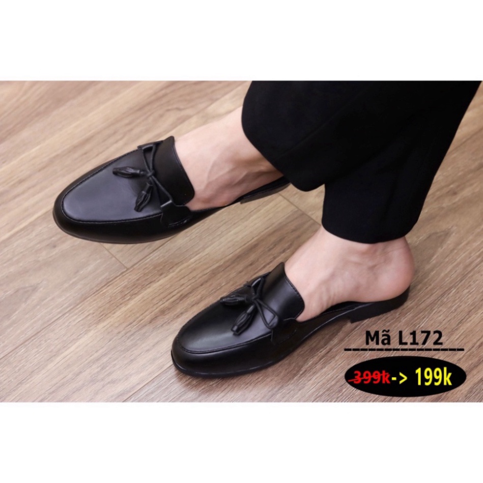 Giày sục da nam đẹp chất nhất có chuông nơ Mã L172