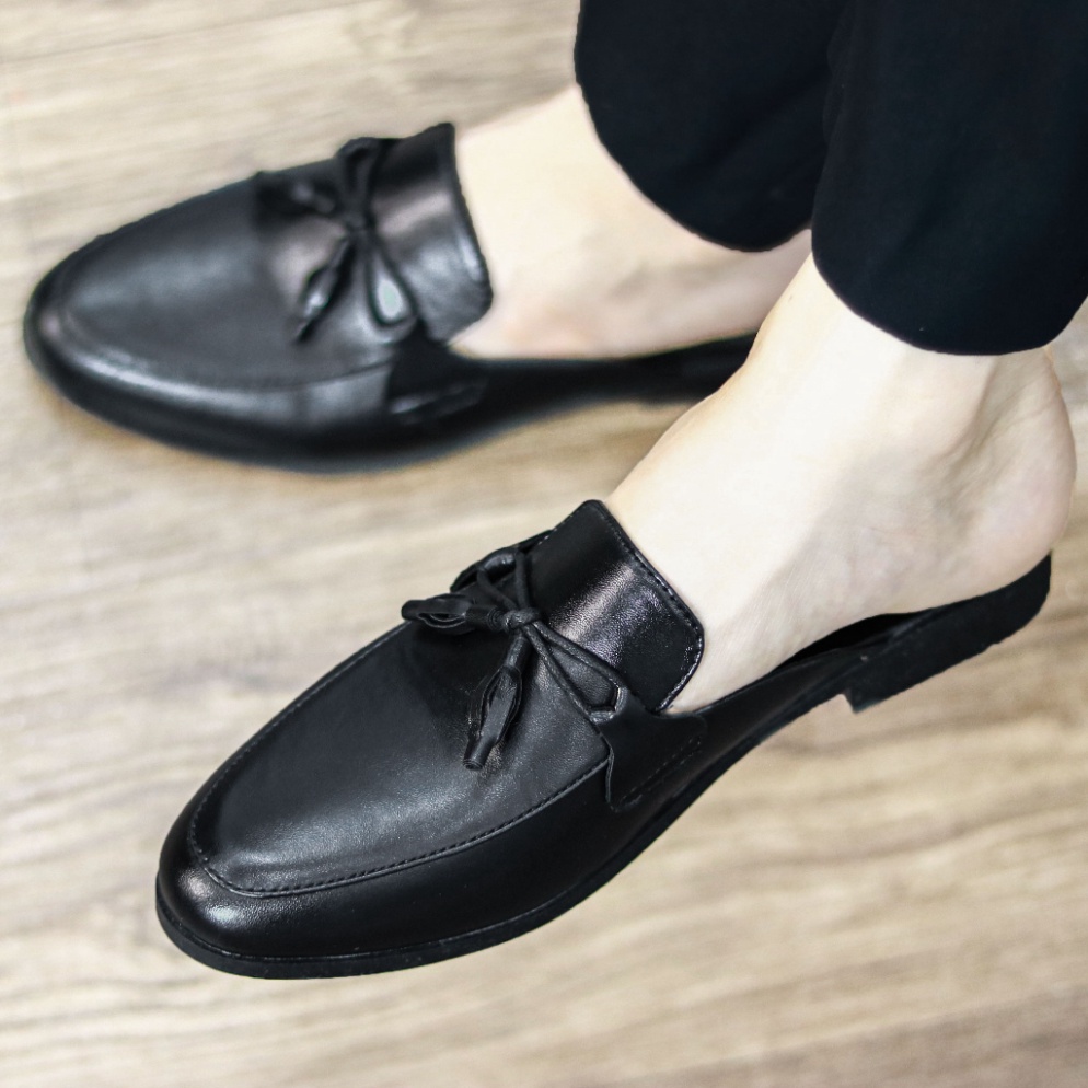 Giày sục da nam đẹp chất nhất có chuông nơ Mã L172