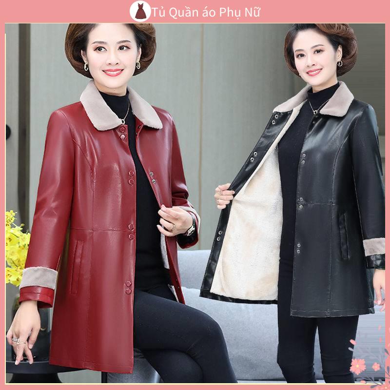 O Len Kho C Th / Trang Phục Trang Phục Bằng Vải Da Phối Lông Dày Dặn Cỡ Vừa Và Dài Vừa Cho Phụ Nữ Trung Niên 50