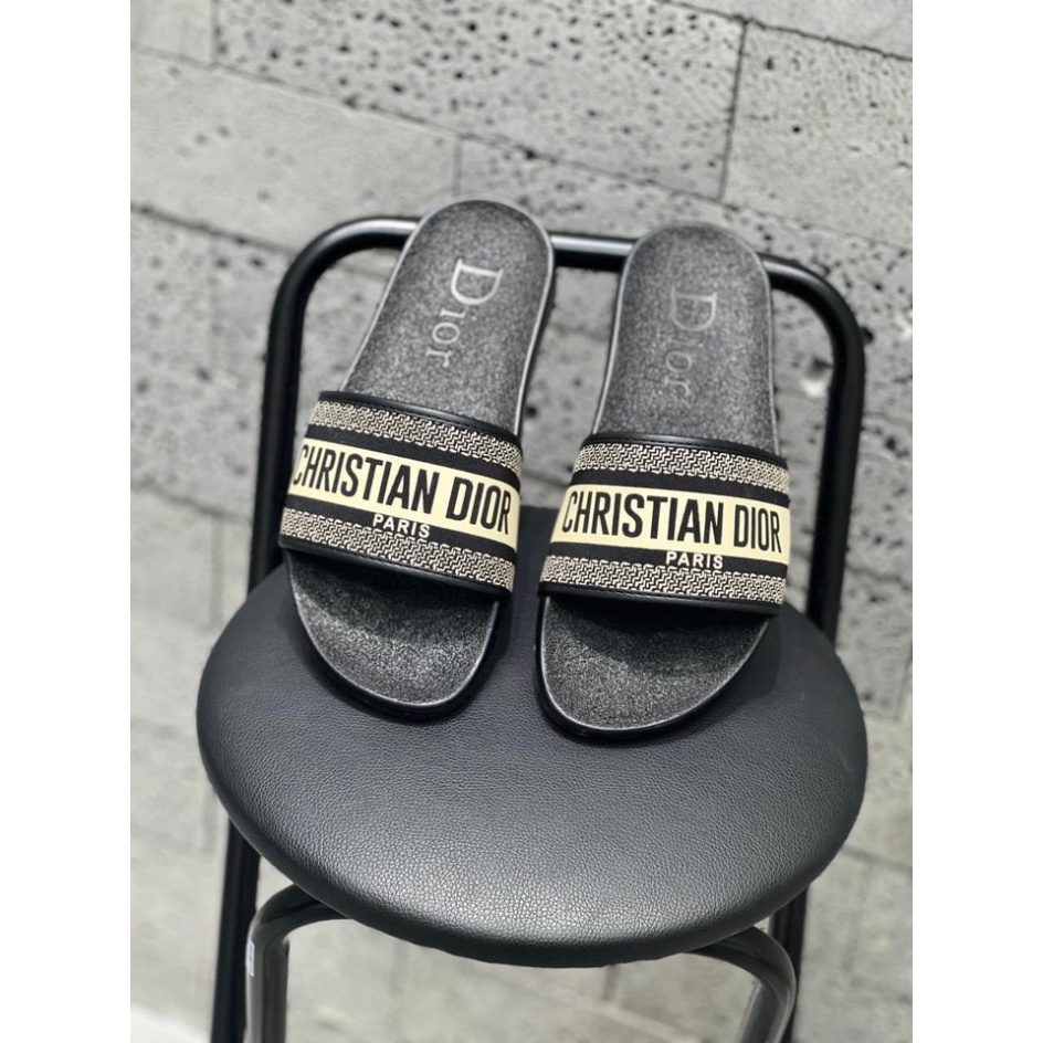 Dép lê quai ngang Dio - dep da nam bản da PU 2 màu trắng vàng đế cao su non mềm mại hot 2023 Mới nhất