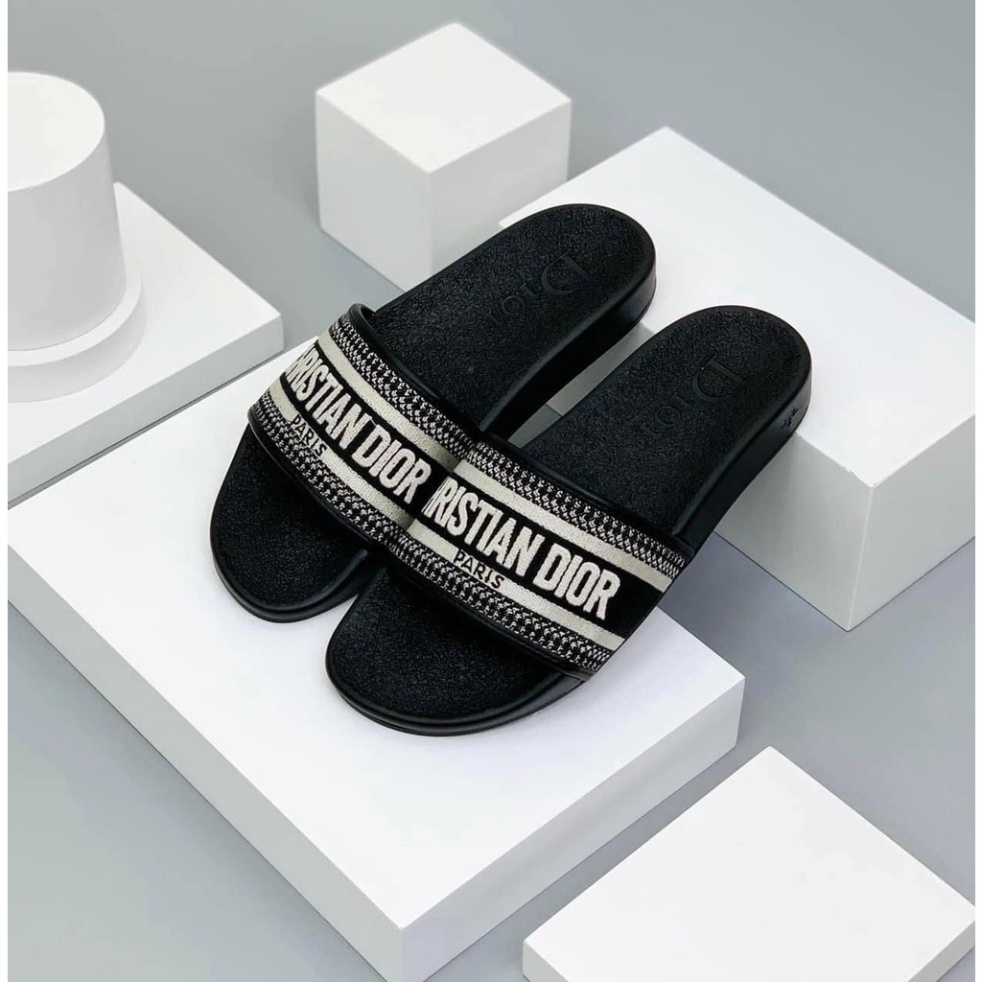 Dép lê quai ngang Dio - dep da nam bản da PU 2 màu trắng vàng đế cao su non mềm mại hot 2023 Mới nhất