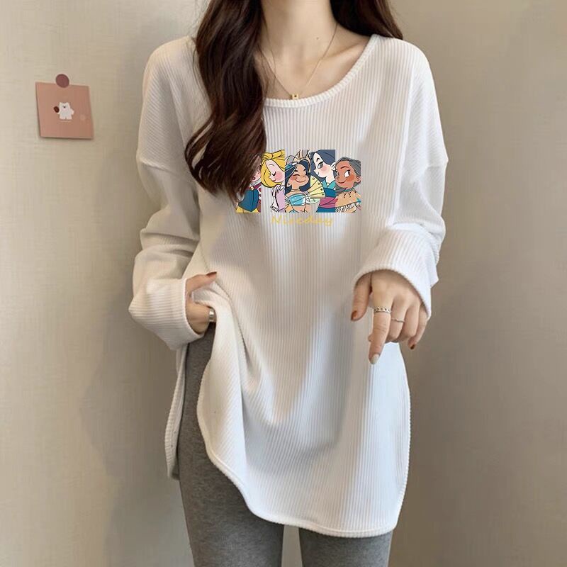 Jiashucheng Áo Thun Tay Dài Màu Trắng Dáng Rộng Thời Trang Thu Đông 2023 Phong Cách Mới Cho Nữ