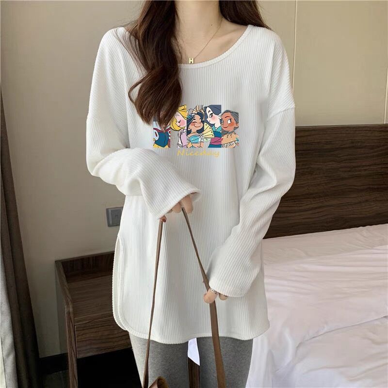 Jiashucheng Áo Thun Tay Dài Màu Trắng Dáng Rộng Thời Trang Thu Đông 2023 Phong Cách Mới Cho Nữ