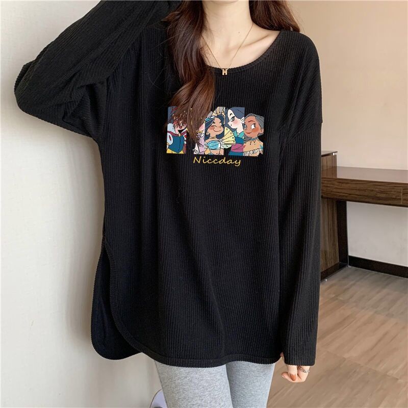 Jiashucheng Áo Thun Tay Dài Màu Trắng Dáng Rộng Thời Trang Thu Đông 2023 Phong Cách Mới Cho Nữ