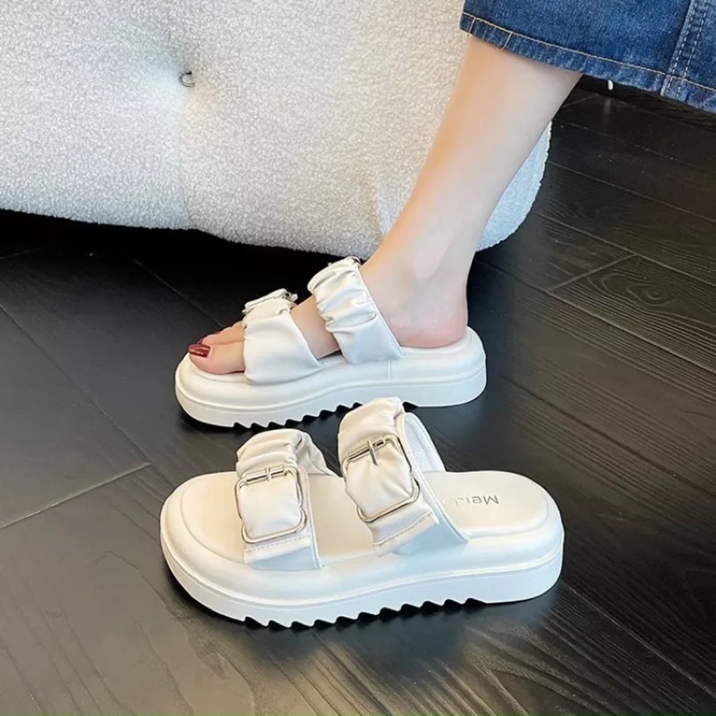 Dép lê nữ tăng chiêu cao đế xuồng quai nhún mã H82