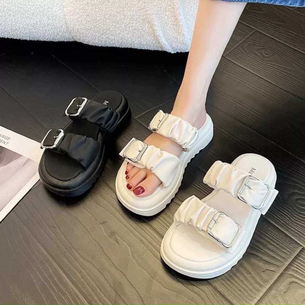 Dép lê nữ tăng chiêu cao đế xuồng quai nhún mã H82