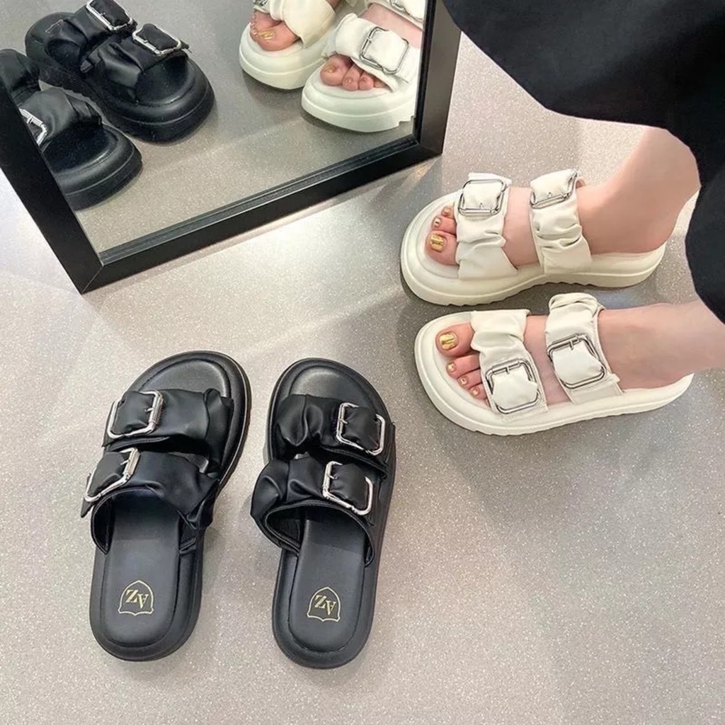 Dép lê nữ tăng chiêu cao đế xuồng quai nhún mã H82