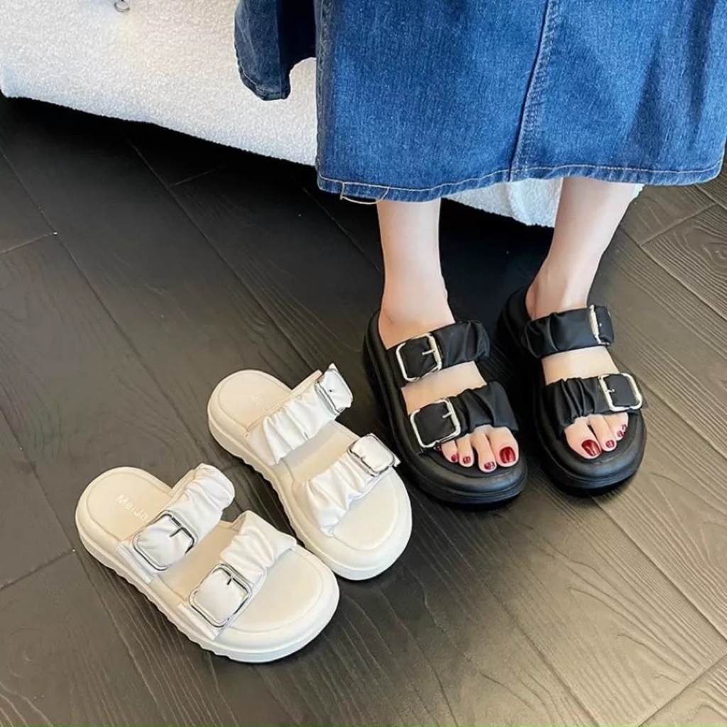Dép lê nữ tăng chiêu cao đế xuồng quai nhún mã H82