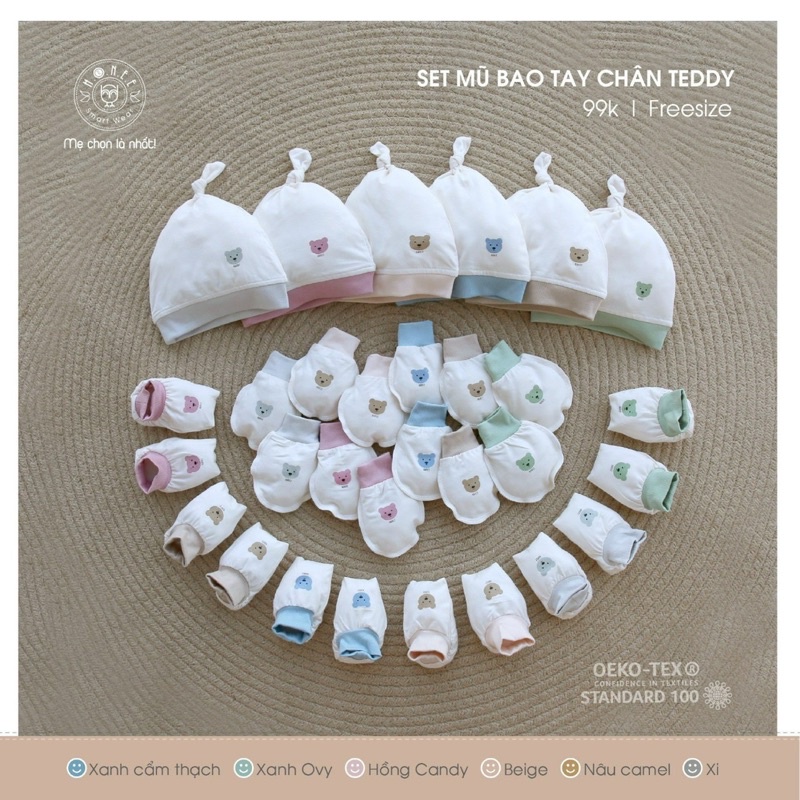 SET NÓN BAO TAY CHÂN TEDY