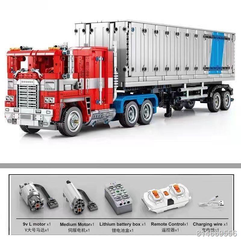 Thương hiệu S Plus Zhi 8884 Jiji Bão Optimus Prime phong cách xe đầu kéo xe tải hạt nhỏ khối xây đồ chơi lắp ráp