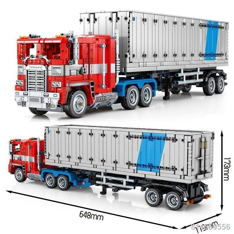 Thương hiệu S Plus Zhi 8884 Jiji Bão Optimus Prime phong cách xe đầu kéo xe tải hạt nhỏ khối xây đồ chơi lắp ráp
