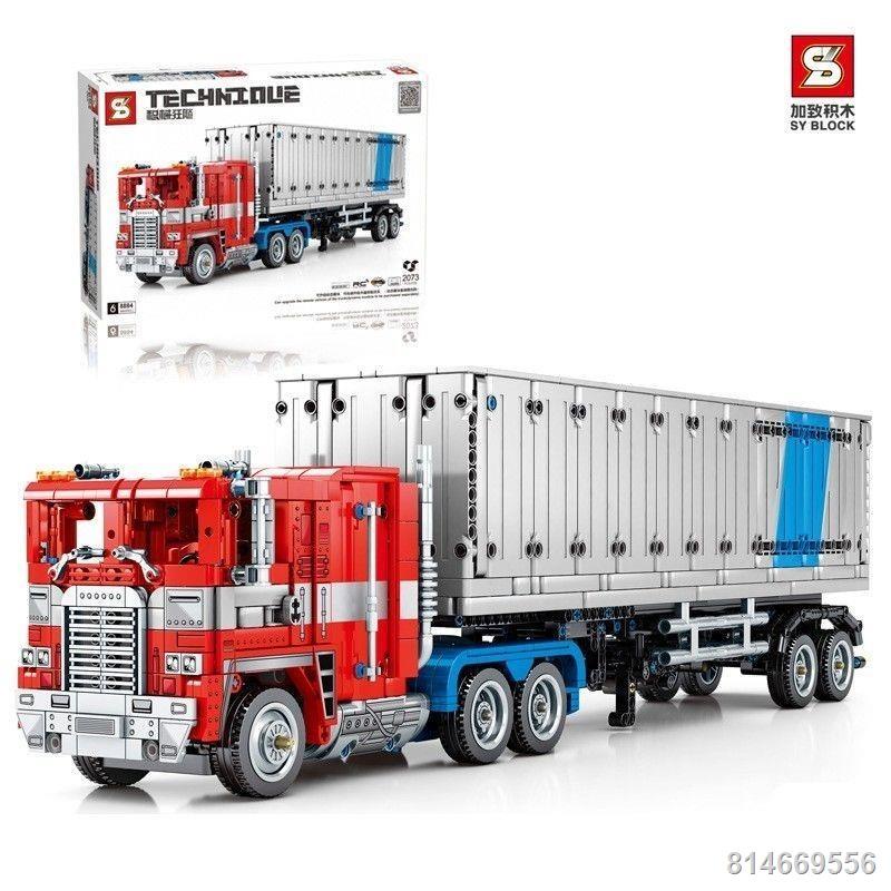 Thương hiệu S Plus Zhi 8884 Jiji Bão Optimus Prime phong cách xe đầu kéo xe tải hạt nhỏ khối xây đồ chơi lắp ráp