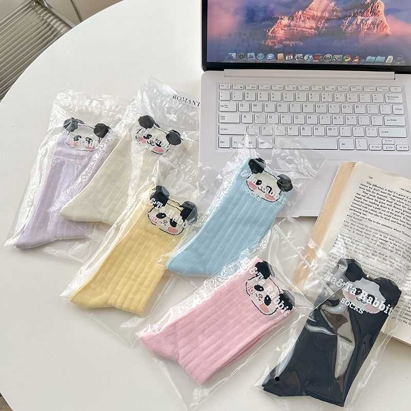Jiashucheng Vớ Lưới Ba Chiều Bằng Cotton Mỏng Thoáng Khí Không Xương Đầu Gấu Trúc Hoạt Hình Dễ Thương Mùa Hè Dành Cho Bạn Nữ