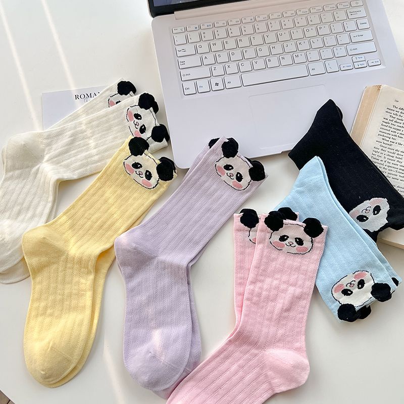 Jiashucheng Vớ Lưới Ba Chiều Bằng Cotton Mỏng Thoáng Khí Không Xương Đầu Gấu Trúc Hoạt Hình Dễ Thương Mùa Hè Dành Cho Bạn Nữ