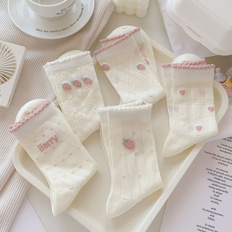 Jiashucheng Vớ Cotton Mỏng Thoáng Khí Phong Cách Lolita Nhật Bản Dễ Thương