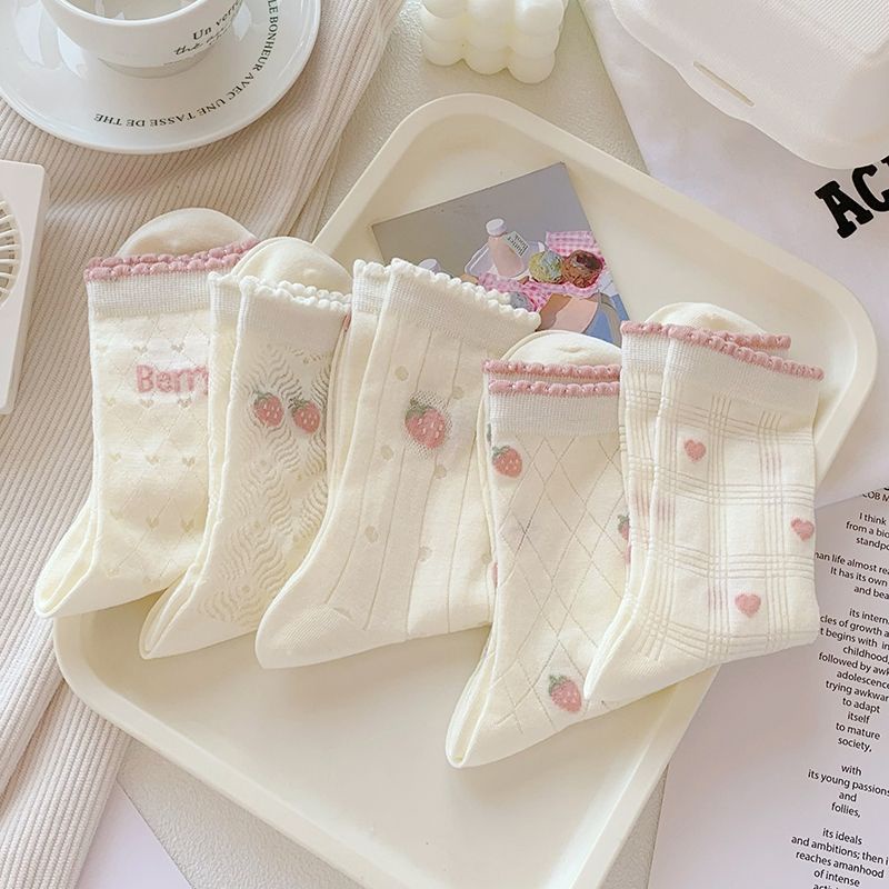 Jiashucheng Vớ Cotton Mỏng Thoáng Khí Phong Cách Lolita Nhật Bản Dễ Thương
