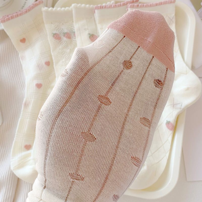 Jiashucheng Vớ Cotton Mỏng Thoáng Khí Phong Cách Lolita Nhật Bản Dễ Thương