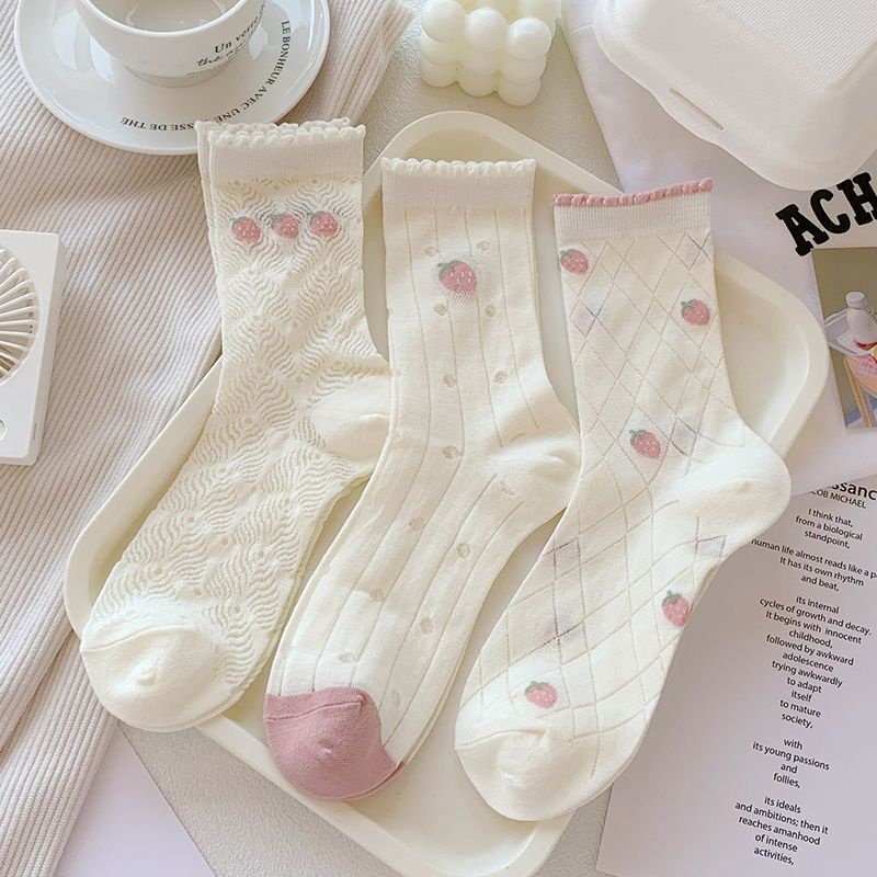 Jiashucheng Vớ Cotton Mỏng Thoáng Khí Phong Cách Lolita Nhật Bản Dễ Thương