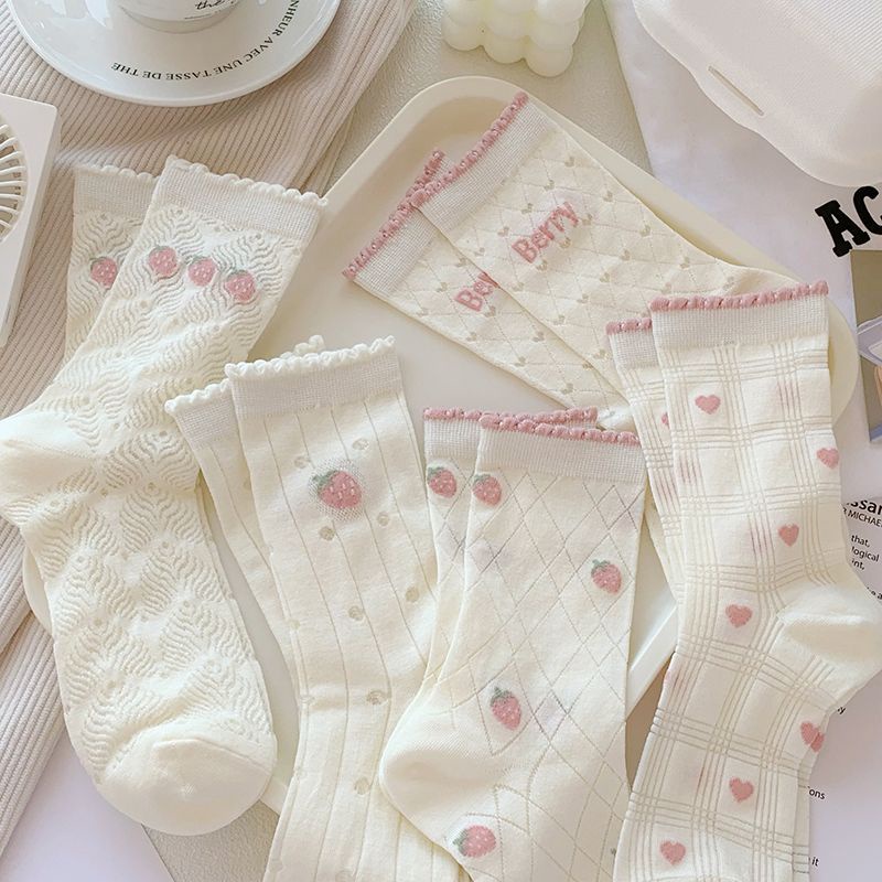 Jiashucheng Vớ Cotton Mỏng Thoáng Khí Phong Cách Lolita Nhật Bản Dễ Thương