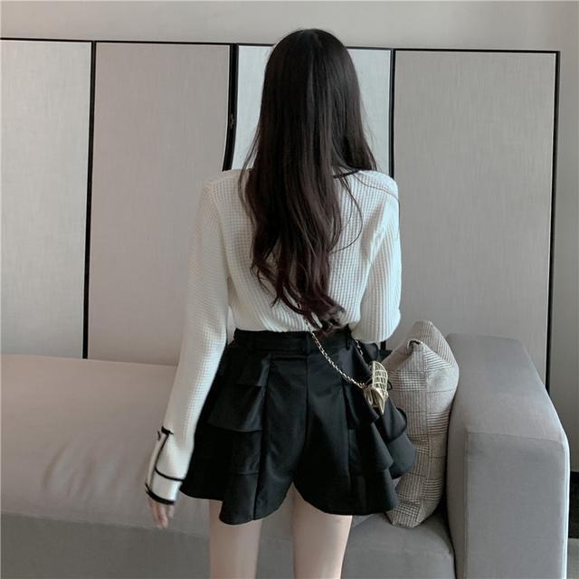 Jiashucheng Áo Khoác Cardigan Dệt Kim Mỏng Một Mảnh Tay Dài Màu Sắc Tương Phản Phong Cách Lười Cho Nữ