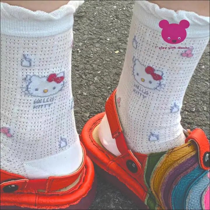 Jiashucheng Vớ Ống Dài Phối Lưới Mỏng Thoáng Khí Họa Tiết Hoạt Hình Dễ Thương Thời Trang Mùa Hè Cho Nữ