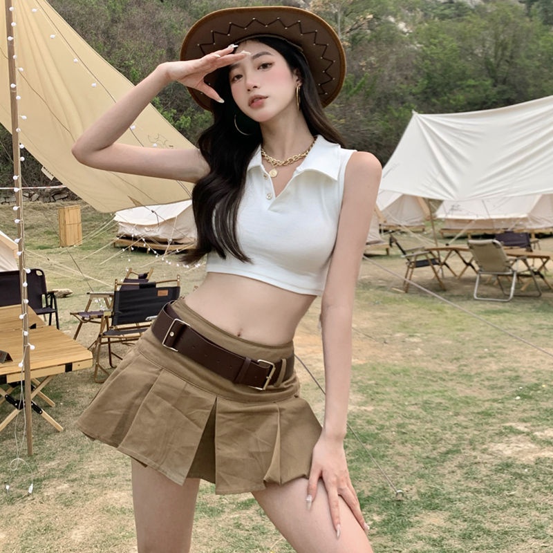 Chân Váy Chữ a Ngắn Lưng Cao Xếp Ly Phong Cách Preppy Cổ Điển Thời Trang Xuân Hè Hàng Mới Dành Cho Bạn Nữ