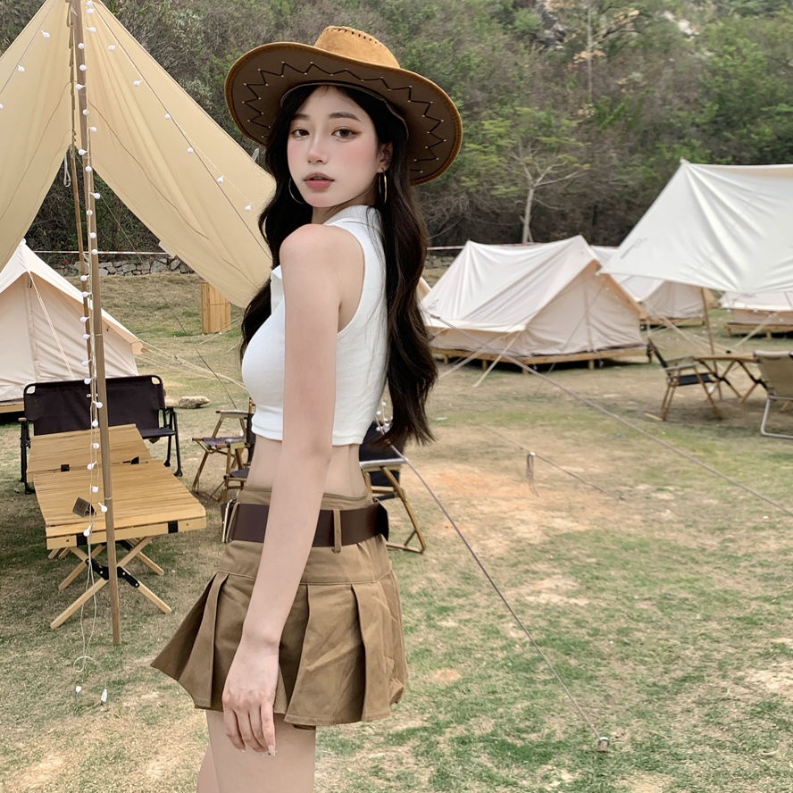 Chân Váy Chữ a Ngắn Lưng Cao Xếp Ly Phong Cách Preppy Cổ Điển Thời Trang Xuân Hè Hàng Mới Dành Cho Bạn Nữ