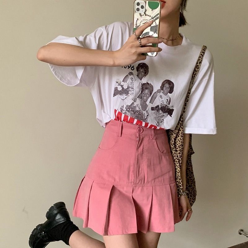 Jiashucheng Chân Váy Xếp Ly Lưng Cao Phong Cách Hàn Quốc Thời Trang Mùa Hè Hàng Mới Dành Cho Bạn Nữ