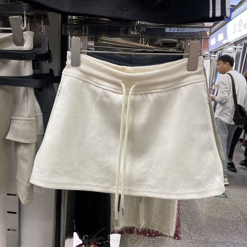 Jiashucheng Đầm Ngắn Dáng Chữ a Lưng Cao Phối Dây Rút Màu Đen Thời Trang Mùa Hè Cho Nữ