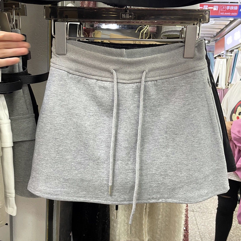 Jiashucheng Đầm Ngắn Dáng Chữ a Lưng Cao Phối Dây Rút Màu Đen Thời Trang Mùa Hè Cho Nữ