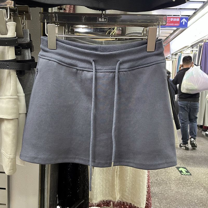 Jiashucheng Đầm Ngắn Dáng Chữ a Lưng Cao Phối Dây Rút Màu Đen Thời Trang Mùa Hè Cho Nữ