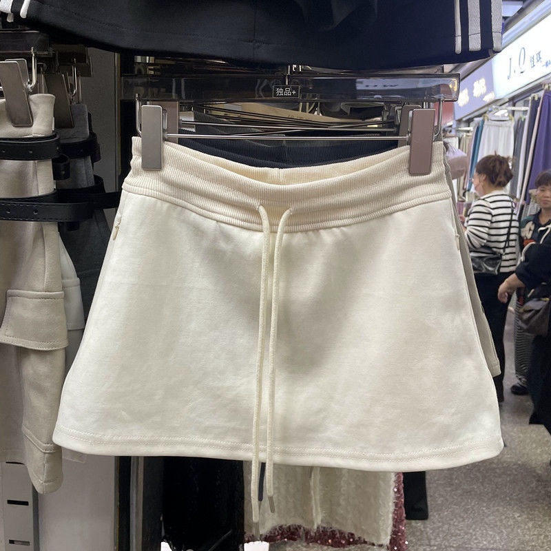 Jiashucheng Đầm Ngắn Dáng Chữ a Lưng Cao Phối Dây Rút Màu Đen Thời Trang Mùa Hè Cho Nữ