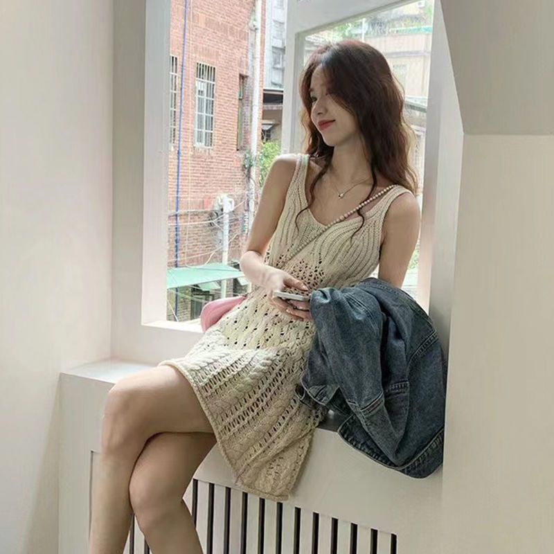 Jiashucheng Đầm Ngắn Dệt Kim Hai Dây Màu Trơn Kiểu Pháp Thời Trang Mùa Hè Mới Cho Nữ